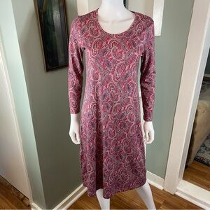 Lands' End Pink Cotton Paisley Long Sleeve Nightgown Night Dress XSmall XS